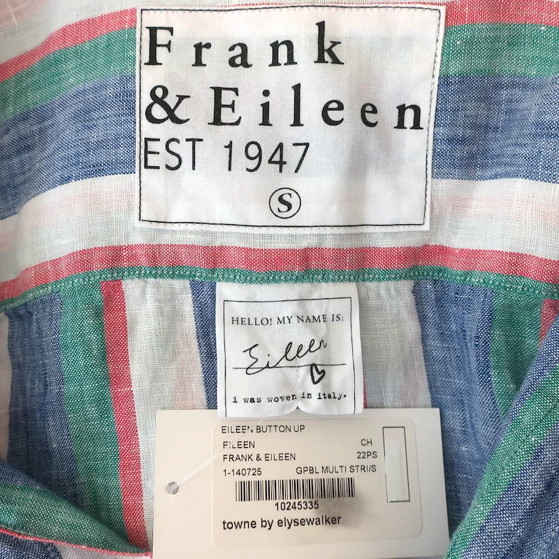 Frank & Eileen Chemise à boutons Eileen Rayures multicolores en lin Taille S NEUF