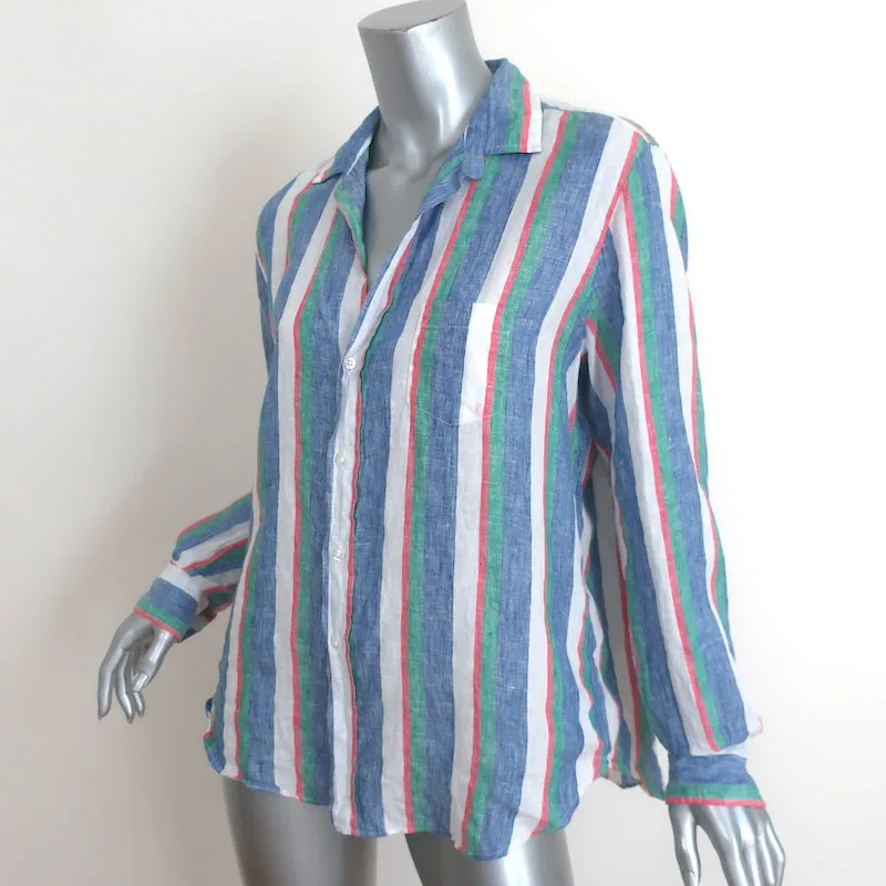 Frank & Eileen Chemise à boutons Eileen Rayures multicolores en lin Taille S NEUF