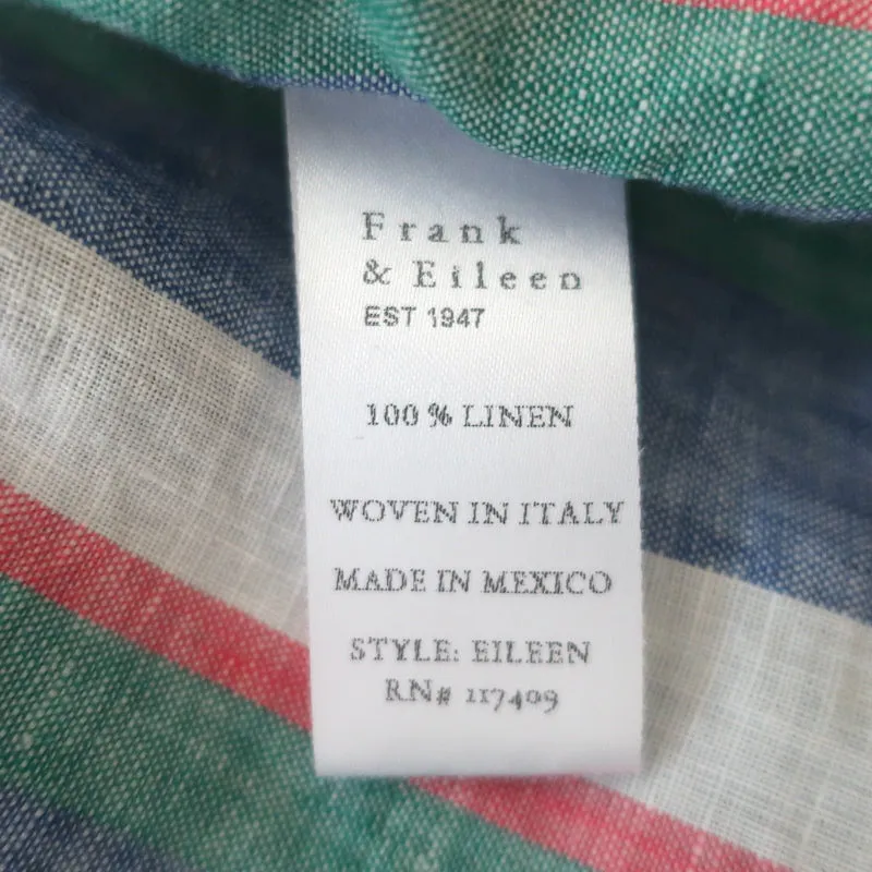 Frank & Eileen Chemise à boutons Eileen Rayures multicolores en lin Taille S NEUF