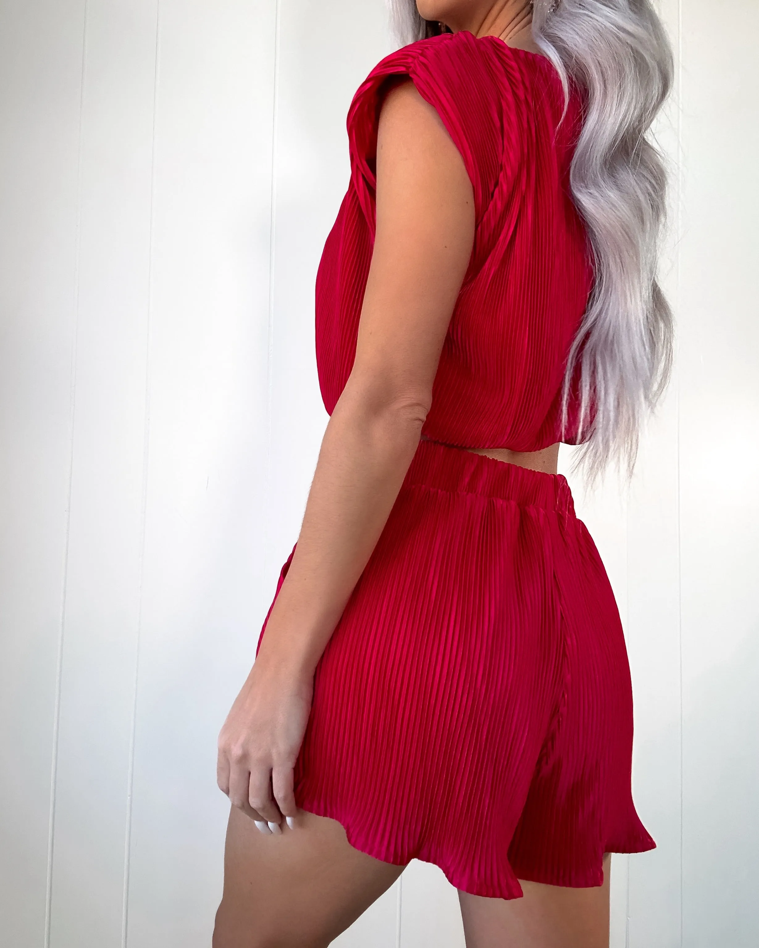 Ensemble de Shorts Plissés Magie Givrée - Rouge