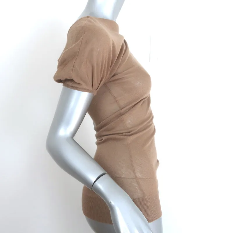 Giambattista Valli Haut asymétrique en laine et cachemire beige à manches courtes Taille 44