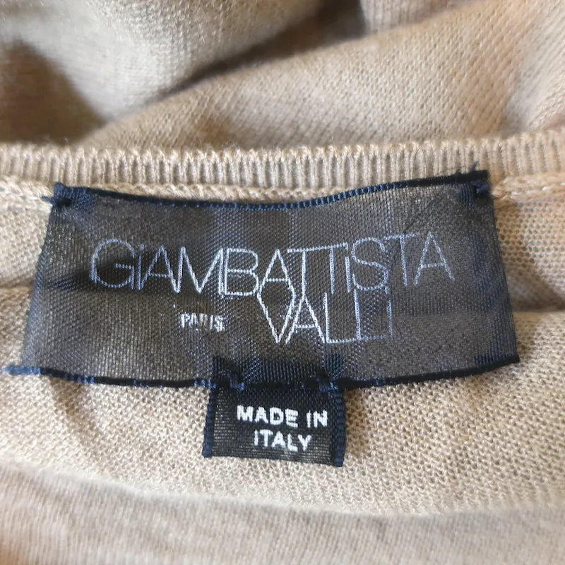 Giambattista Valli Haut asymétrique en laine et cachemire beige à manches courtes Taille 44