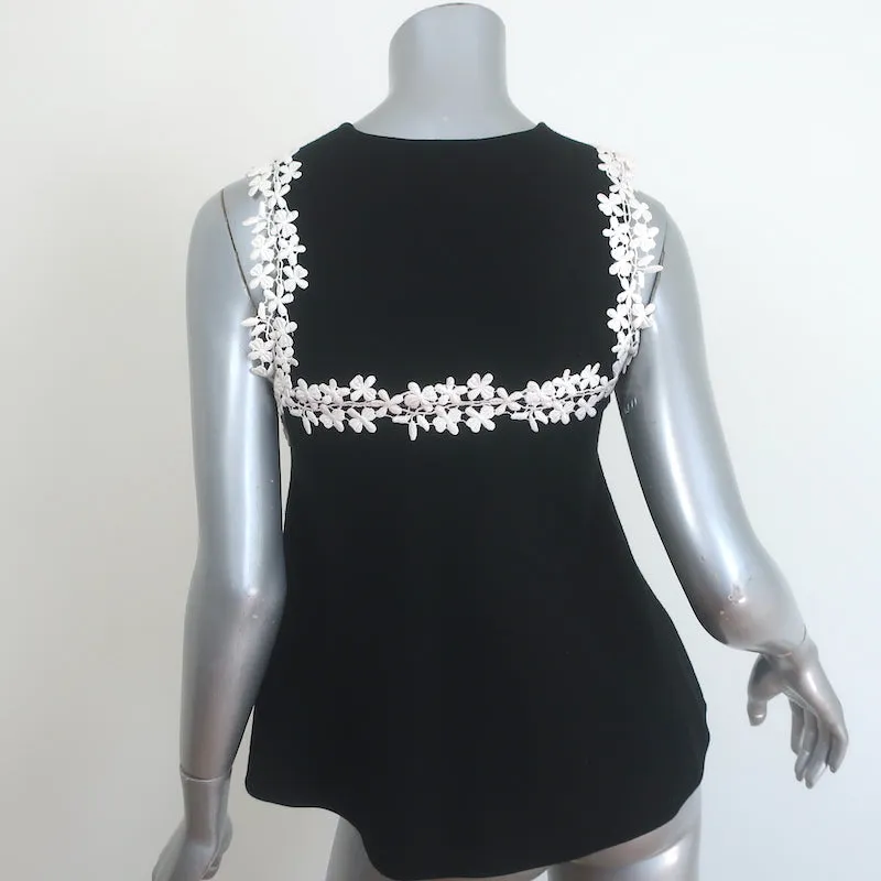 Giambattista Valli Haut sans manches brodé floral Noir en maille extensible Taille 38