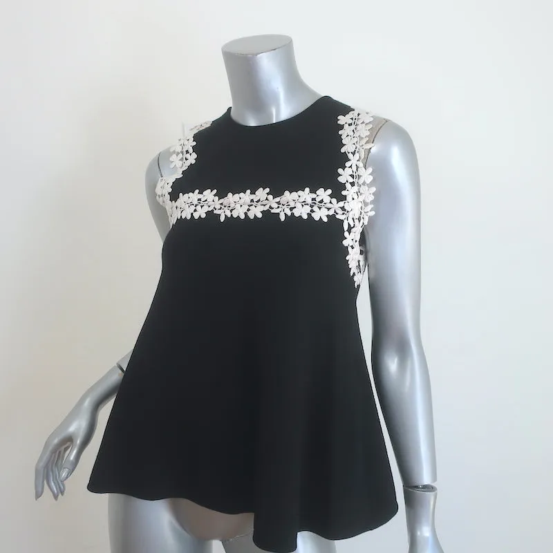 Giambattista Valli Haut sans manches brodé floral Noir en maille extensible Taille 38