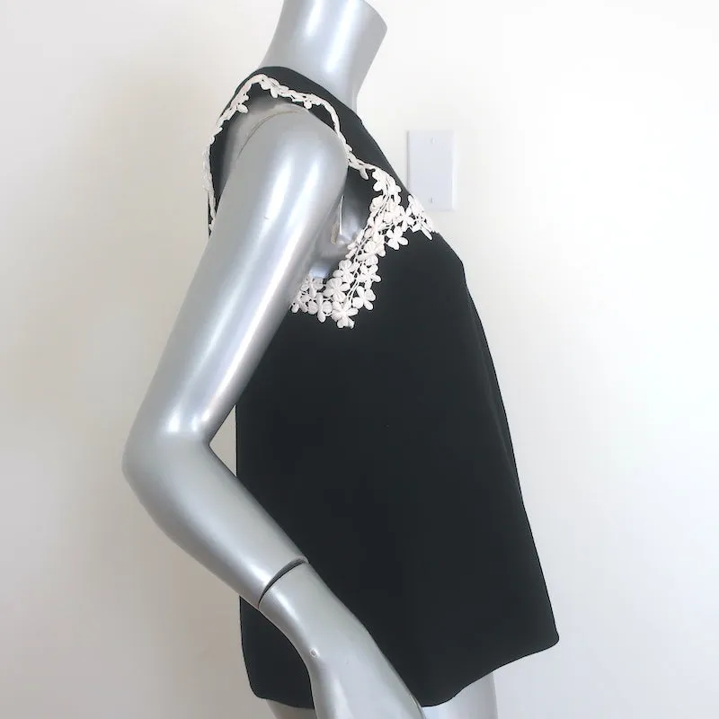 Giambattista Valli Haut sans manches brodé floral Noir en maille extensible Taille 38