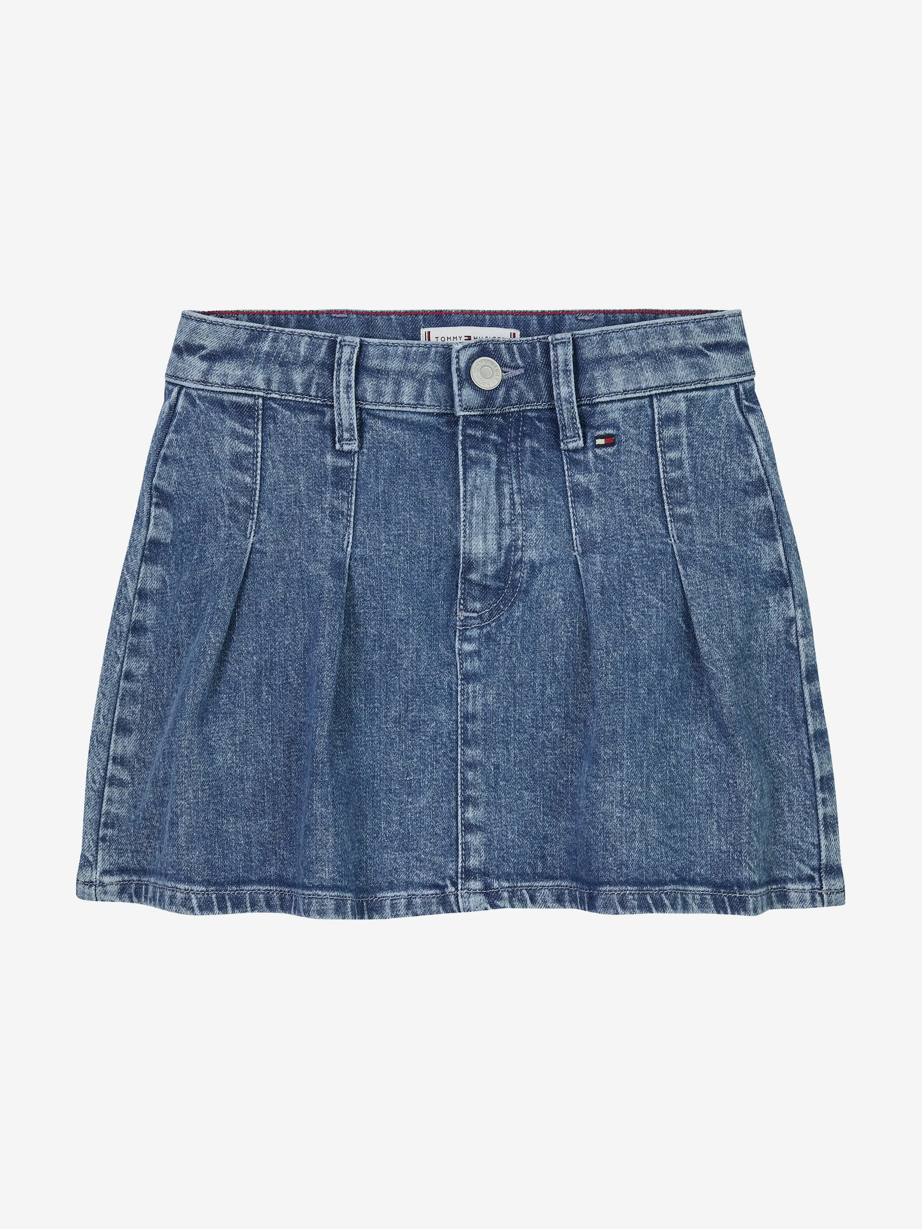 Jupe plissée en denim bleu pour filles