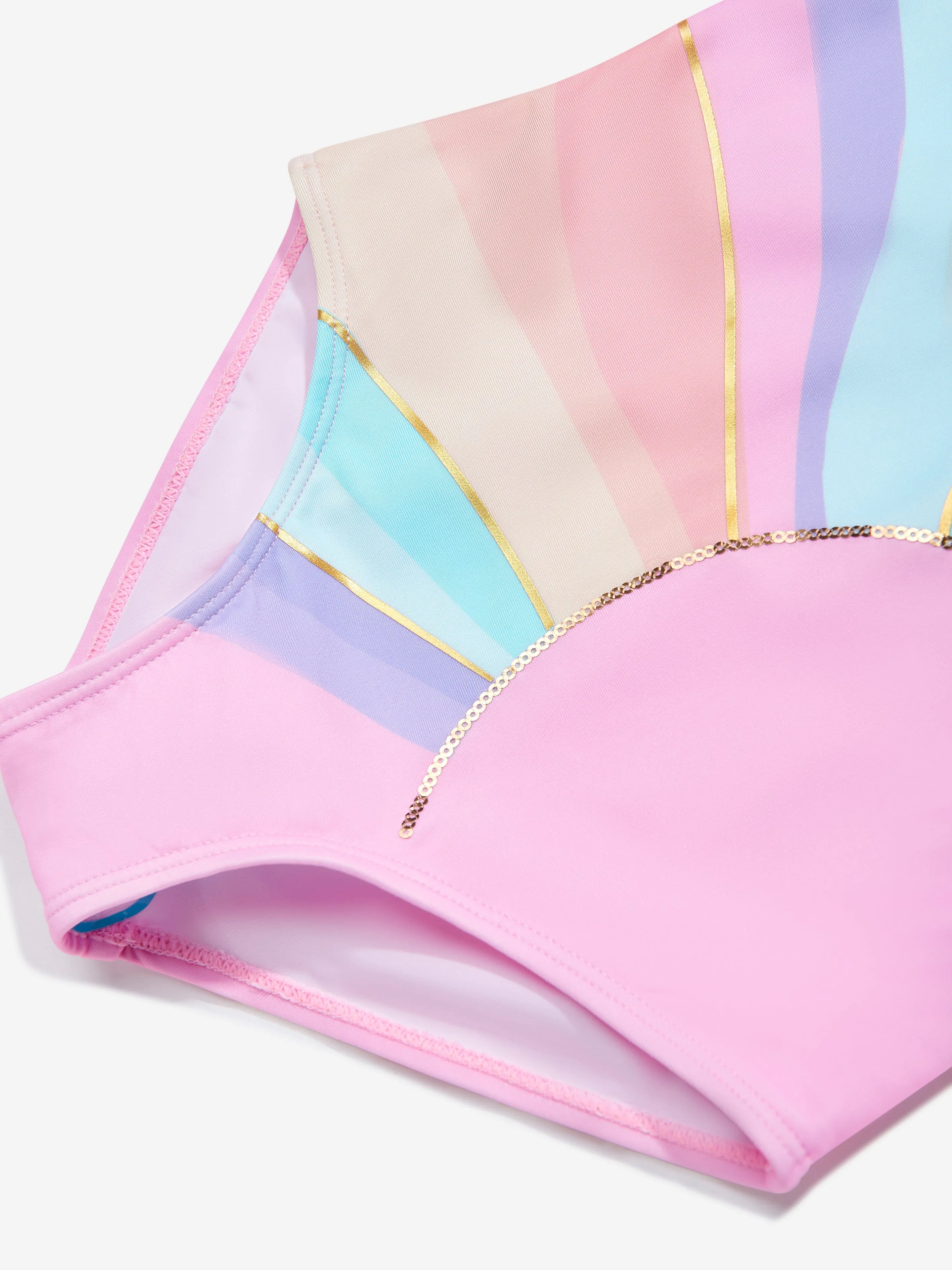 Maillot de bain arc-en-ciel pour filles en rose (UPF50 )