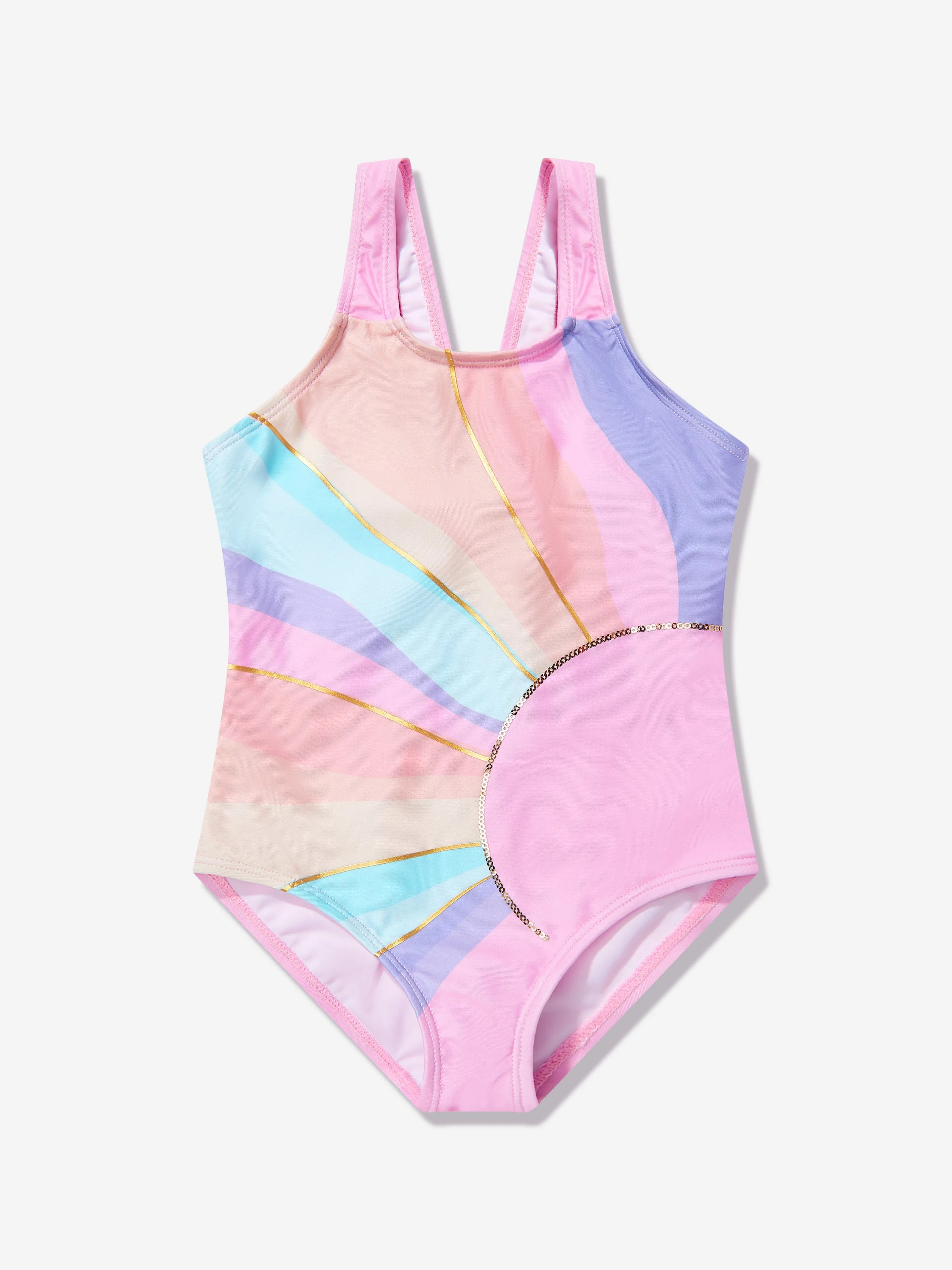 Maillot de bain arc-en-ciel pour filles en rose (UPF50 )