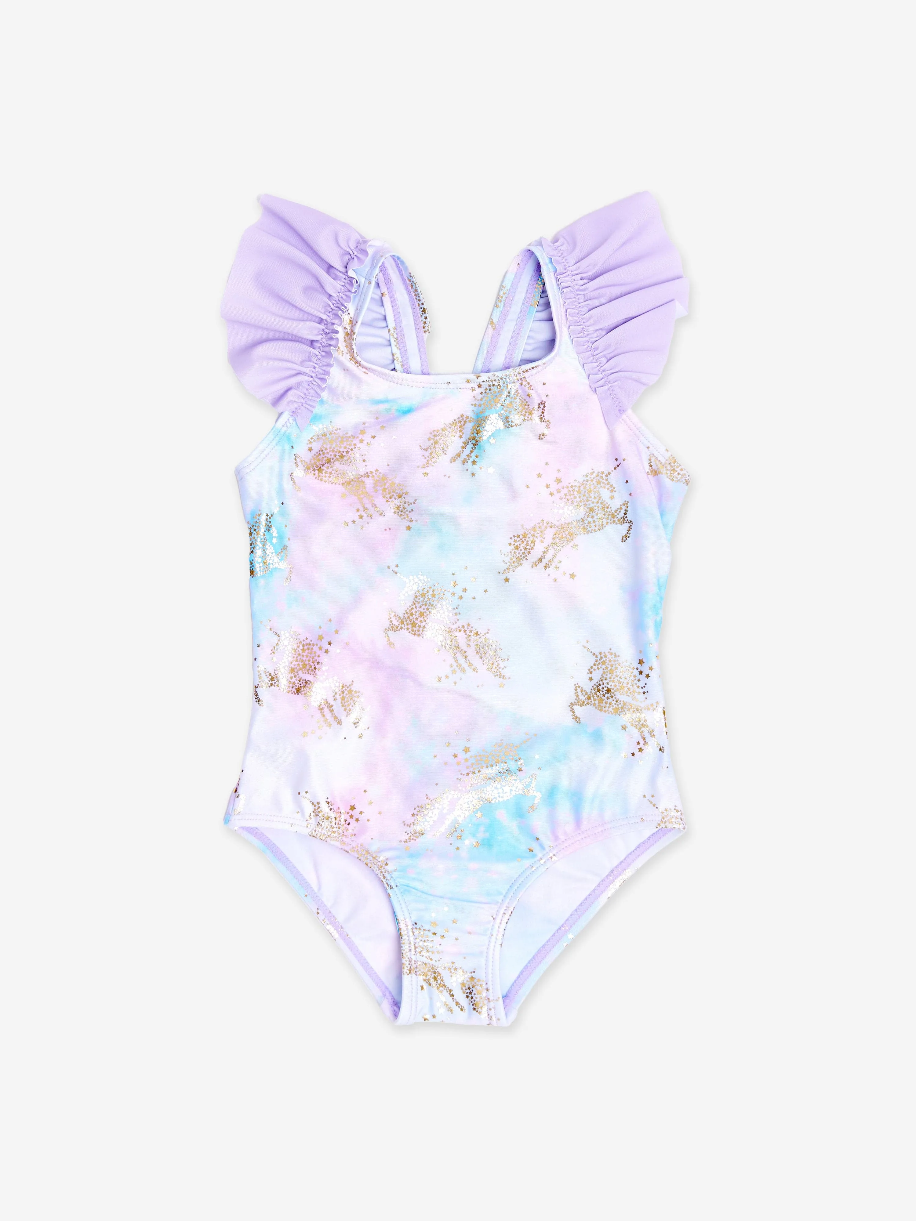 Maillot de bain licorne pour filles en violet (UPF50 )