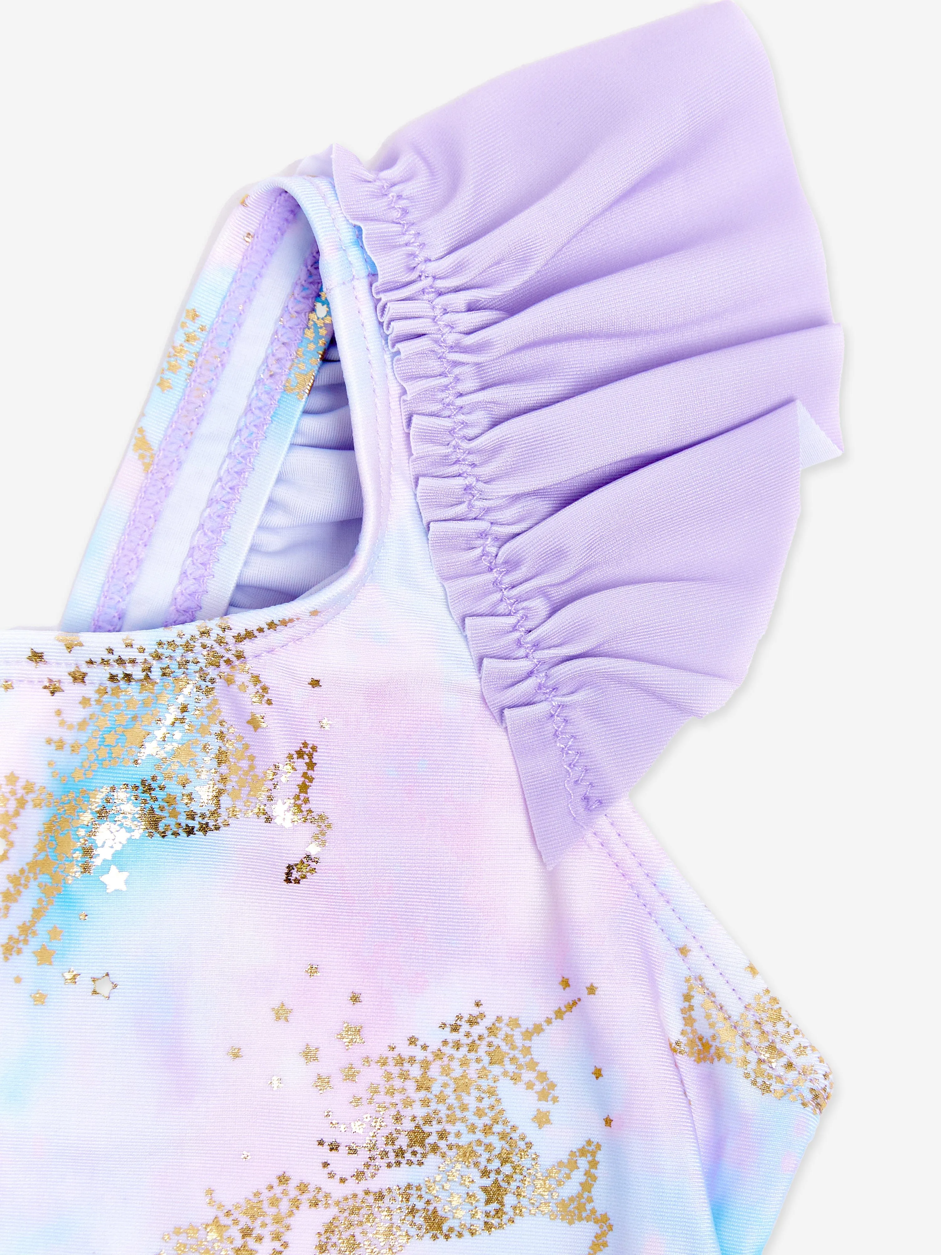 Maillot de bain licorne pour filles en violet (UPF50 )