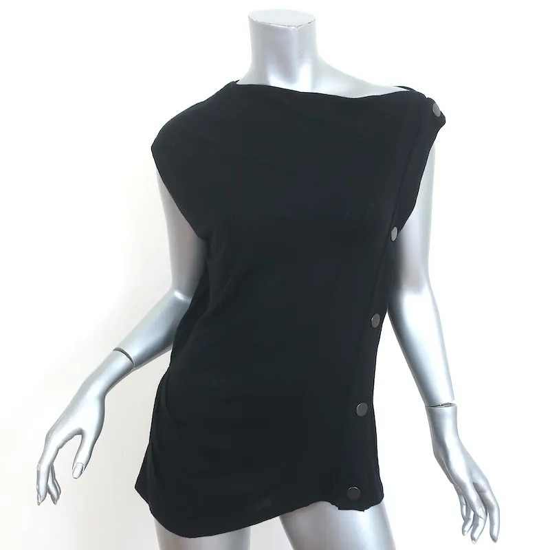 Givenchy Haut asymétrique à bouton-pression latéral Noir en jersey mélange cachemire Taille 38