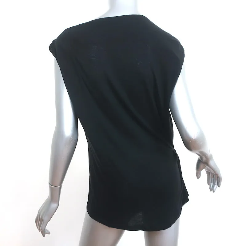 Givenchy Haut asymétrique à bouton-pression latéral Noir en jersey mélange cachemire Taille 38