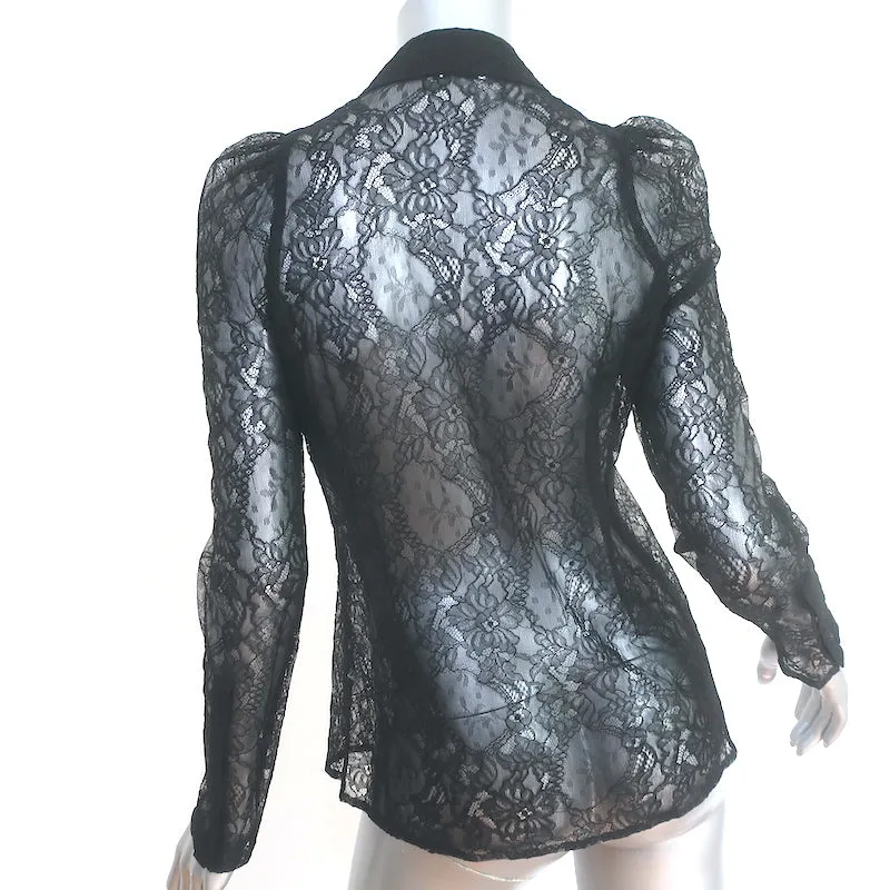 Givenchy Blouse Noeud Dentelle Noir Taille 38 Haut à Manches Longues