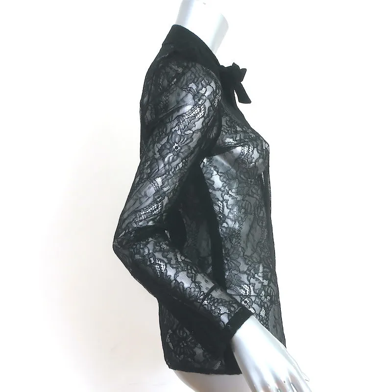 Givenchy Blouse Noeud Dentelle Noir Taille 38 Haut à Manches Longues