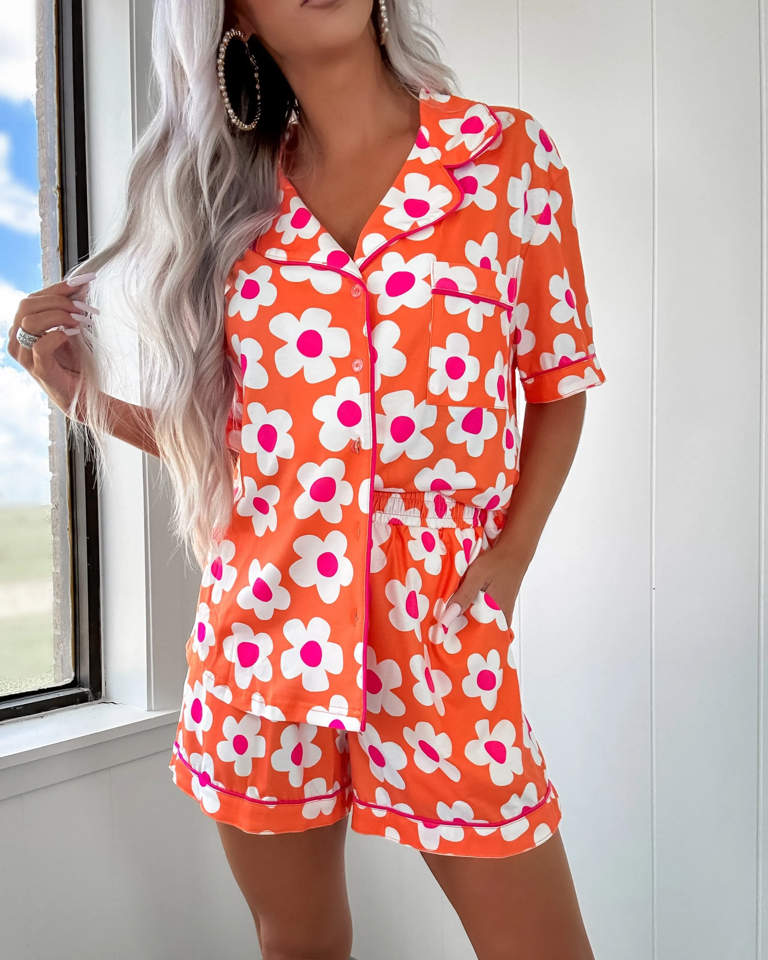 Ensemble de Pyjama Floral Bonjour Soleil - Orange