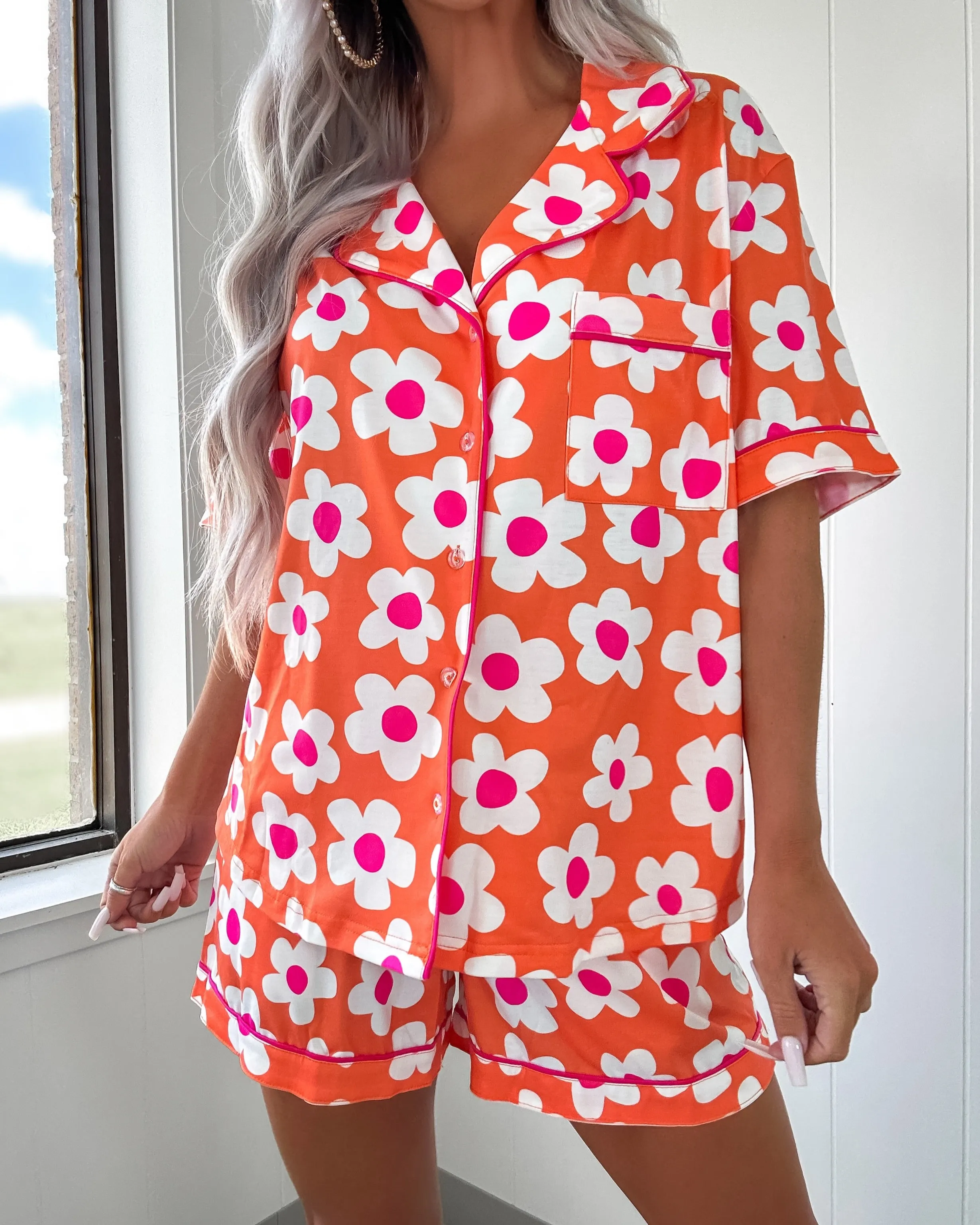 Ensemble de Pyjama Floral Bonjour Soleil - Orange