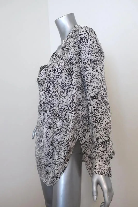 Haute Hippie Retour du Chemisier à Capuche Imprimé Léopard Blanc en Soie Taille Moyenne