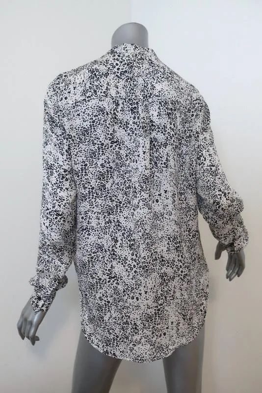 Haute Hippie Retour du Chemisier à Capuche Imprimé Léopard Blanc en Soie Taille Moyenne
