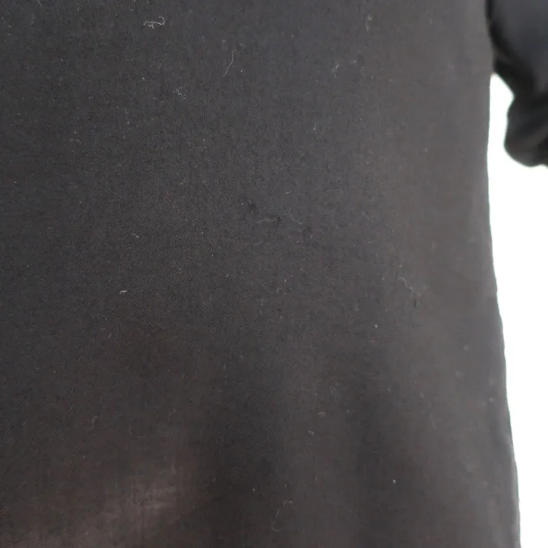 Helmut Lang Blouse Noire en Viscose avec Garniture en Cuir Taille Petite Manches Longues