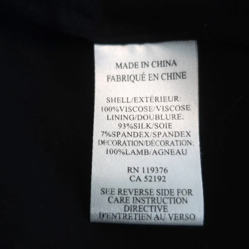 Helmut Lang Blouse Noire en Viscose avec Garniture en Cuir Taille Petite Manches Longues