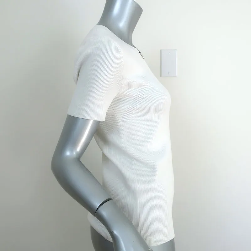 Helmut Lang T-shirt à col quart avec rayures blanches en tricot taille moyenne manches courtes