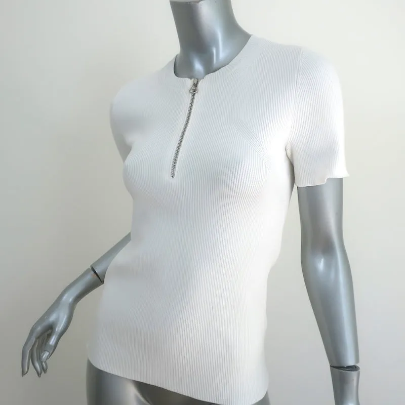 Helmut Lang T-shirt à col quart avec rayures blanches en tricot taille moyenne manches courtes