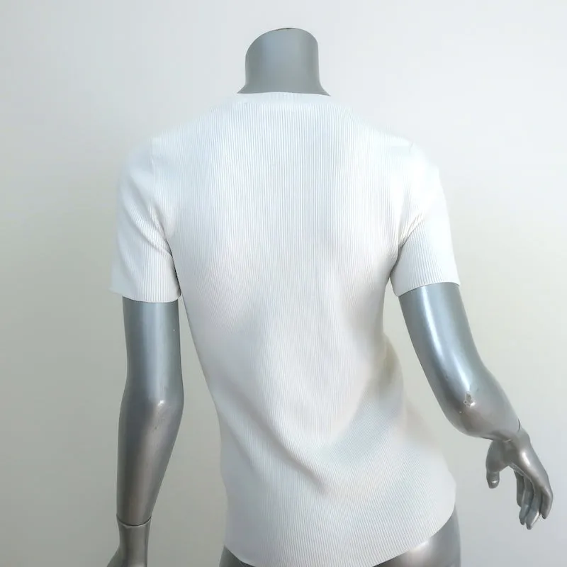 Helmut Lang T-shirt à col quart avec rayures blanches en tricot taille moyenne manches courtes