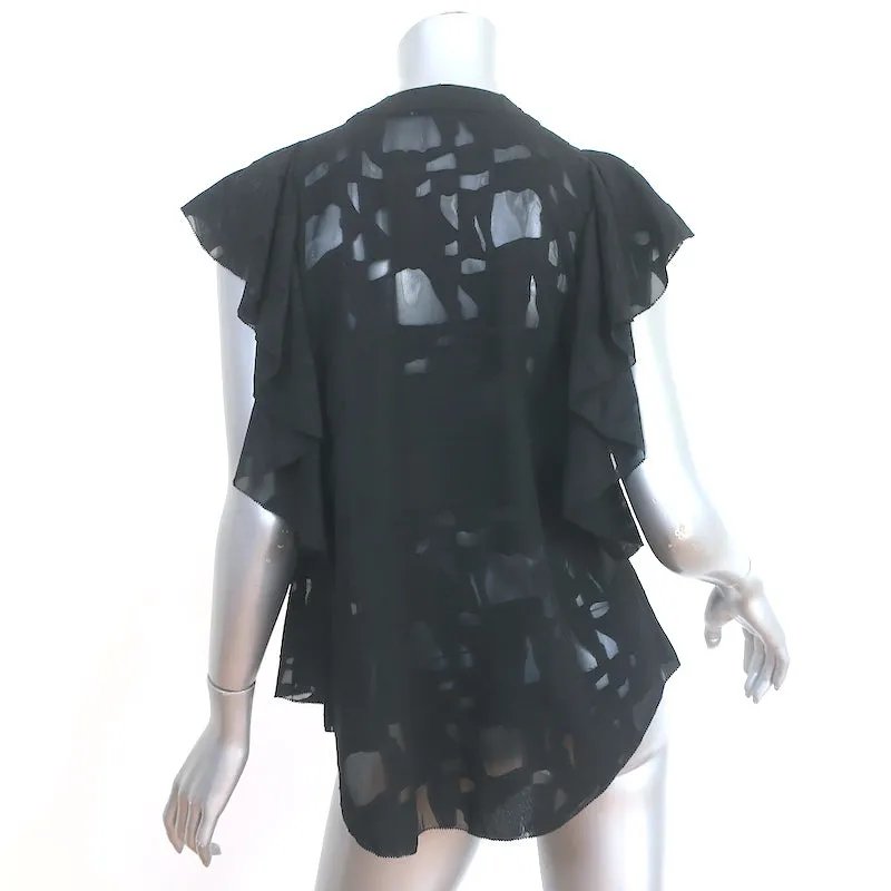 IRO Blouse à Lacets Gilka Noir Georgette Burnout Taille 38 Haut sans Manches