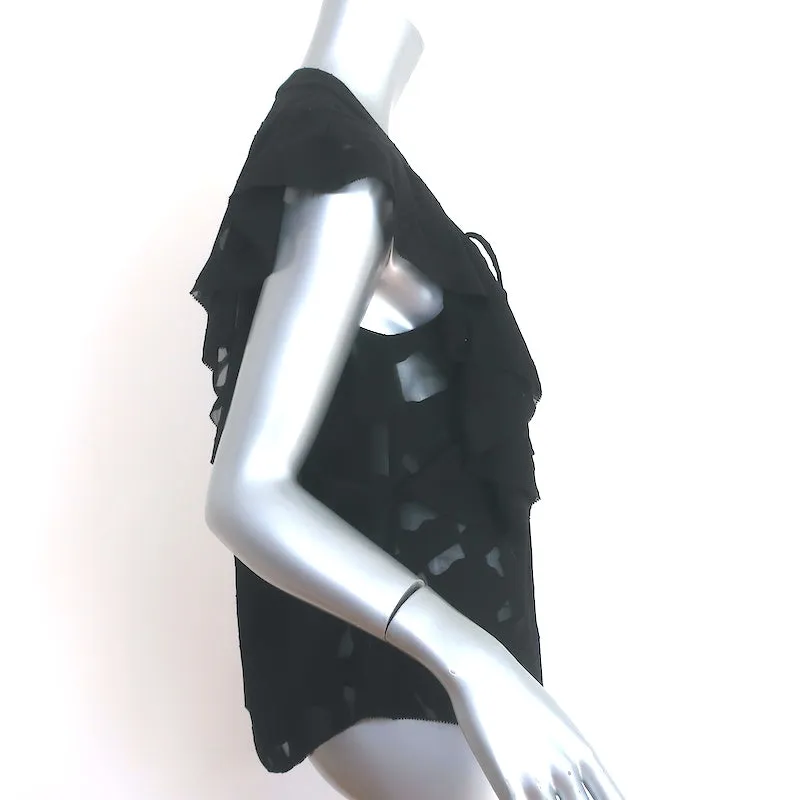 IRO Blouse à Lacets Gilka Noir Georgette Burnout Taille 38 Haut sans Manches