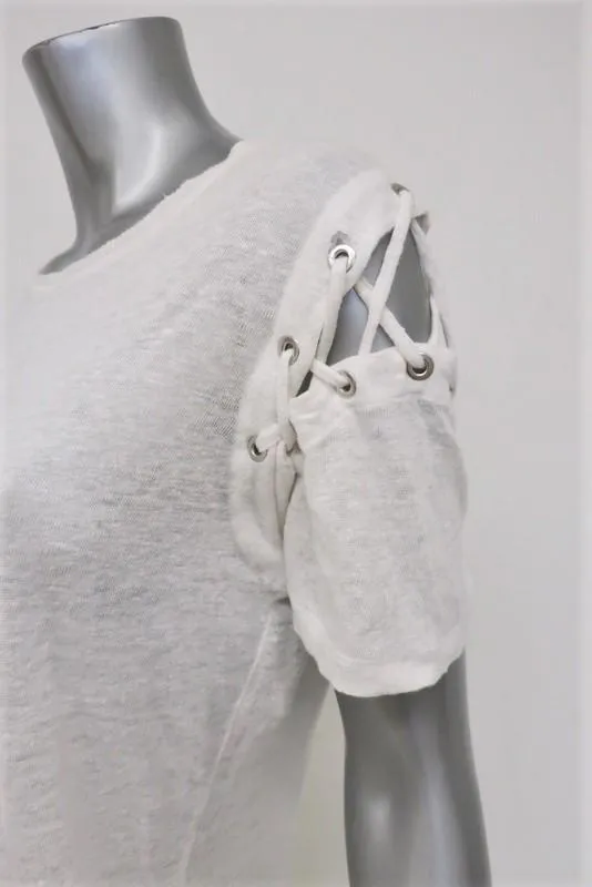 IRO Rachel T-shirt à lacets Blanc Lin Taille Très Petite Haut à manches courtes