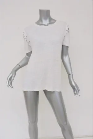 IRO Rachel Lace Up Tee White Linen Size Extra Small Short Sleeve Top
