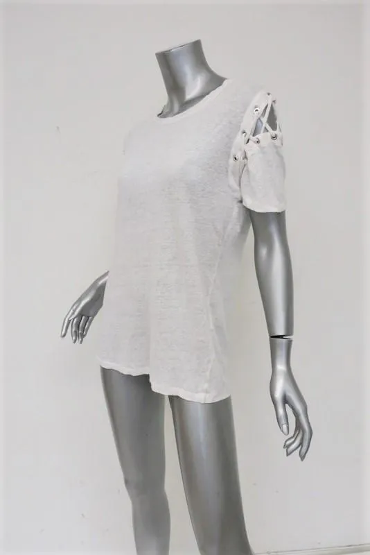 IRO Rachel T-shirt à lacets Blanc Lin Taille Très Petite Haut à manches courtes