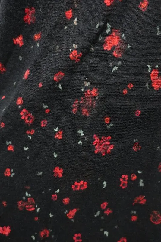 Tee IRO Fusia Noir/Rouge Imprimé Floral en Lin Taille Medium Haut à Manches Courtes