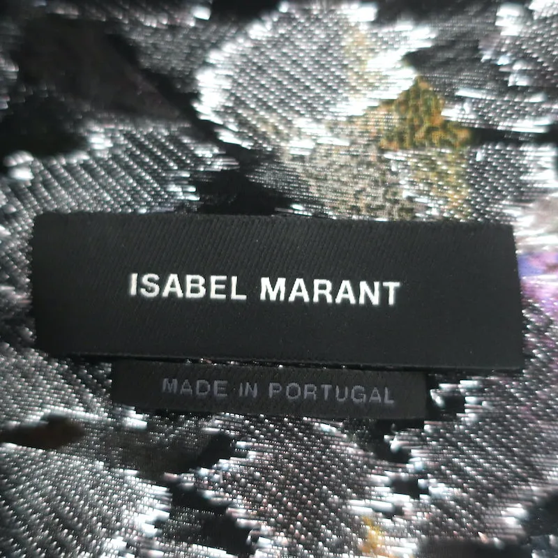 Isabel Marant Blouse Noire en Chiffon Imprimé Métallisé Taille 36 Manches Longues