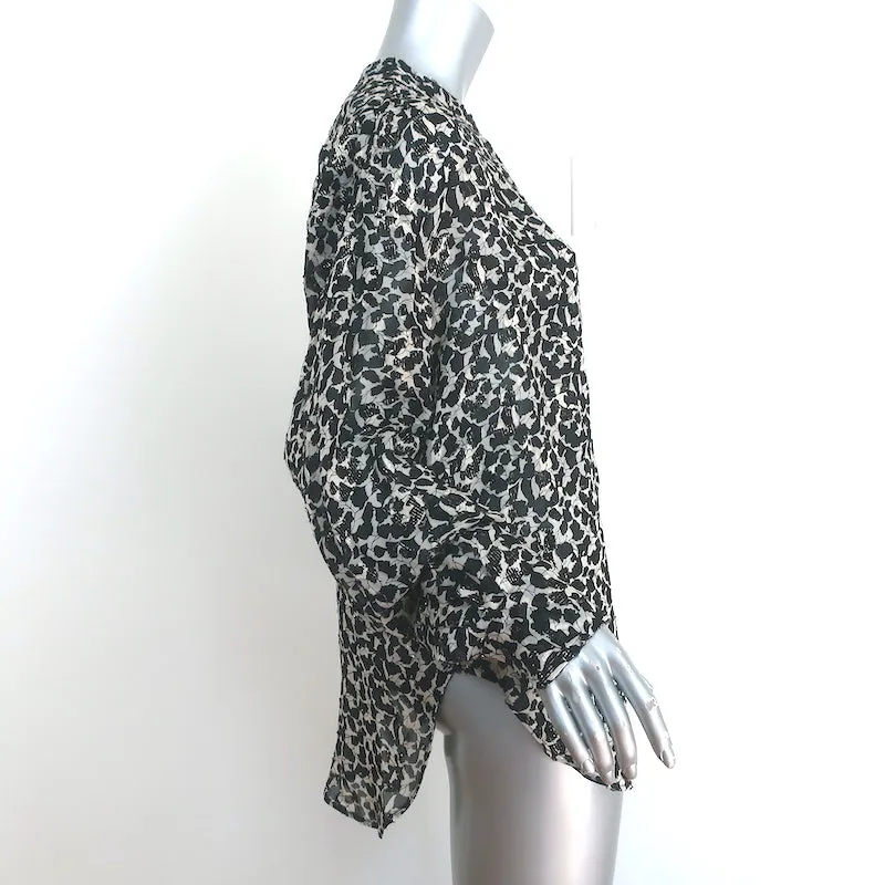 Isabel Marant Blouse Daws Noir/Blanc Fil Métallique Coupe Taille 38 Haut à Manches Longues