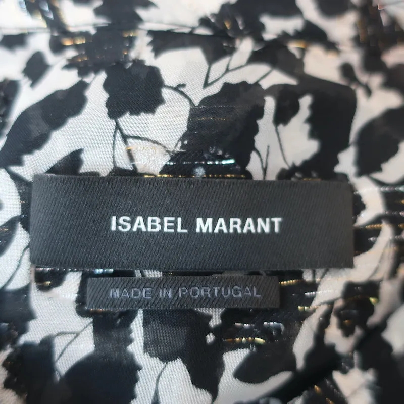 Isabel Marant Blouse Daws Noir/Blanc Fil Métallique Coupe Taille 38 Haut à Manches Longues