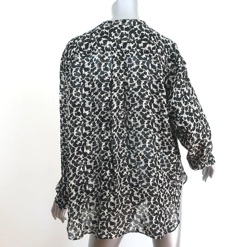 Isabel Marant Blouse Daws Noir/Blanc Fil Métallique Coupe Taille 38 Haut à Manches Longues