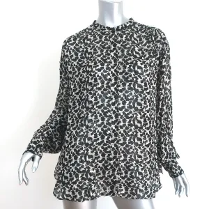 Isabel Marant Blouse Daws Black/White Metallic Fil Coupe Size 38 Long Sleeve Top