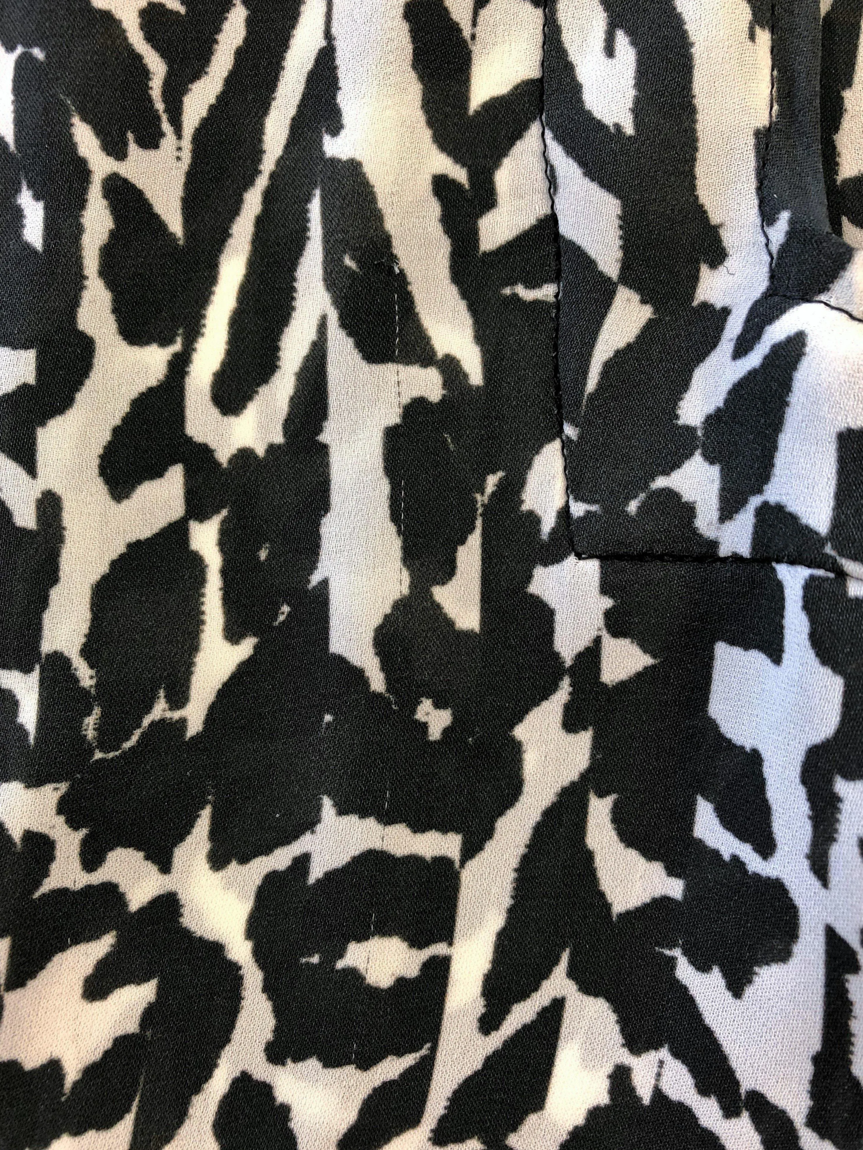 Isabel Marant Blouse Mousse Blanc/Noir Imprimé Léopard Soie Taille 38 Haut Sans Manches