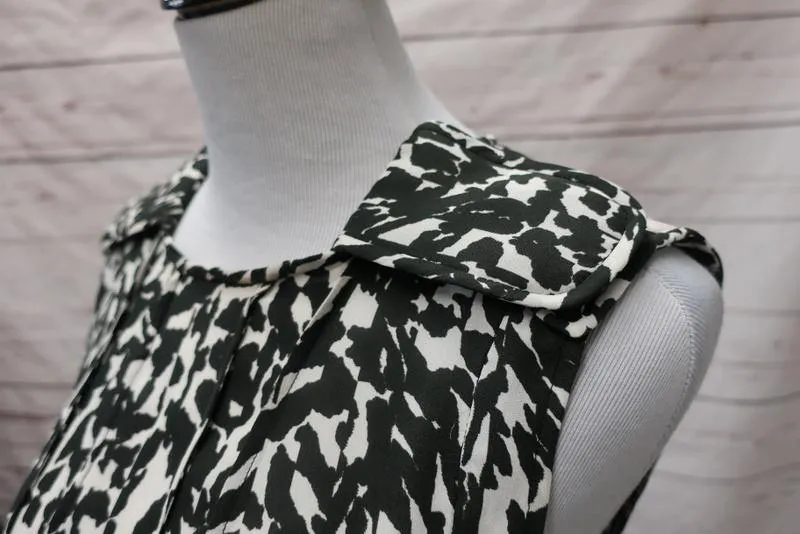 Isabel Marant Blouse Mousse Blanc/Noir Imprimé Léopard Soie Taille 38 Haut Sans Manches