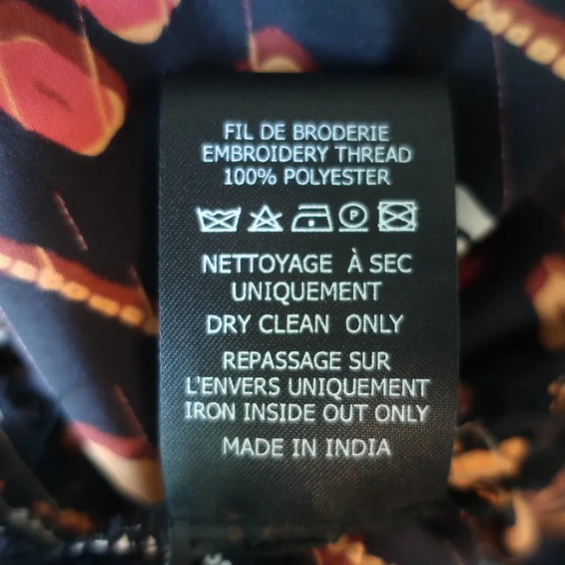 Isabel Marant Blouse Brodée Noire en Soie Imprimée Taille 40 à Nœud dans le Dos