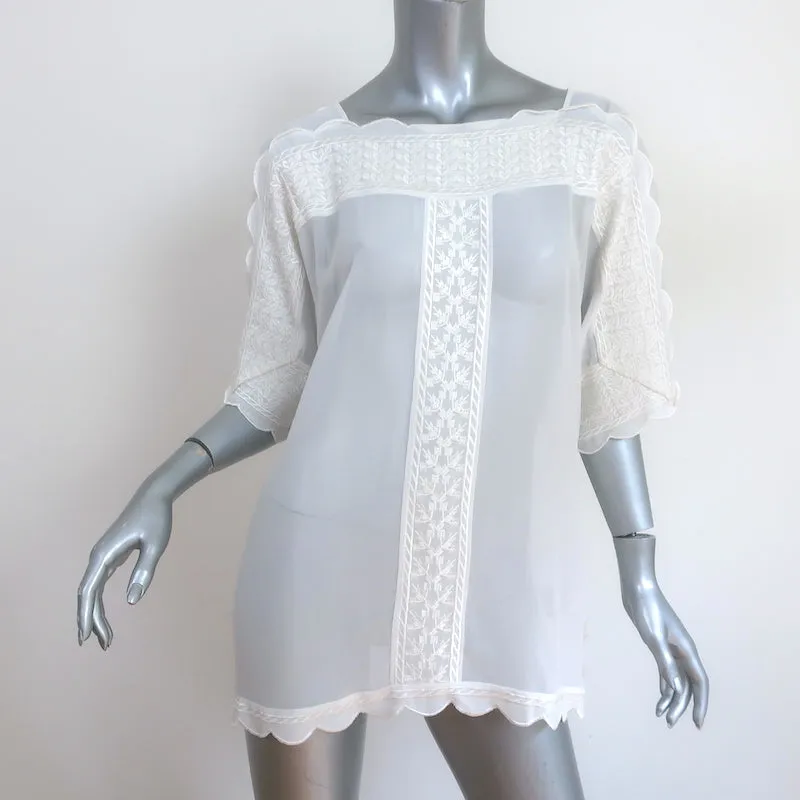 Isabel Marant Etoile Axel Blouse Blanche en Georgette Brodée Taille 38