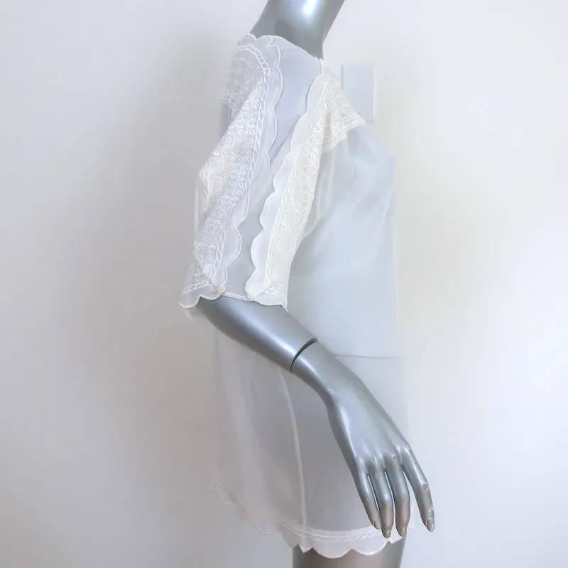 Isabel Marant Etoile Axel Blouse Blanche en Georgette Brodée Taille 38