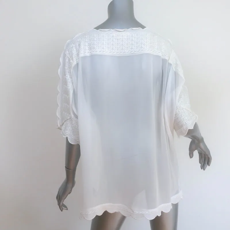 Isabel Marant Etoile Axel Blouse Blanche en Georgette Brodée Taille 38