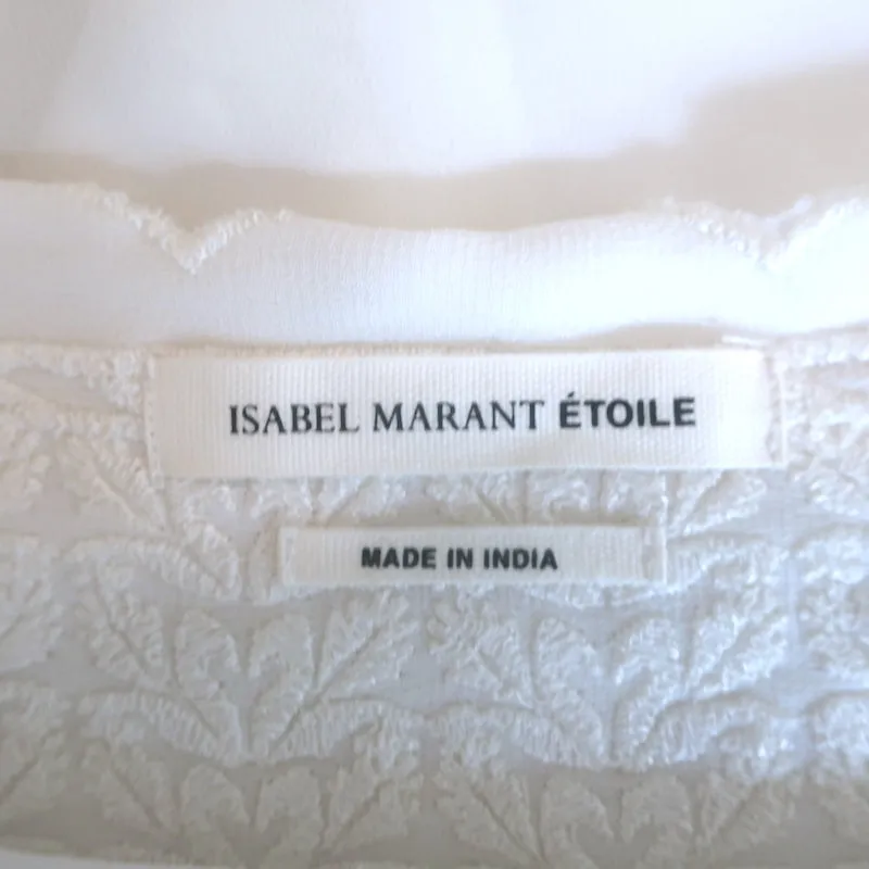 Isabel Marant Etoile Axel Blouse Blanche en Georgette Brodée Taille 38