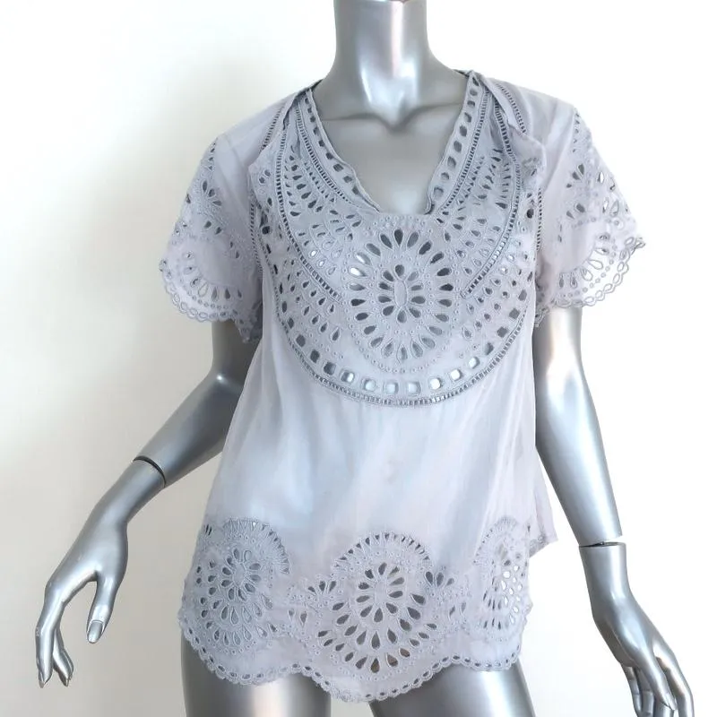 Isabel Marant Etoile Blouse Arthel Bleu Clair Broderie Anglaise Taille 0
