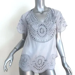 Isabel Marant Etoile Blouse Arthel Light Blue Broderie Anglaise Top Size 0