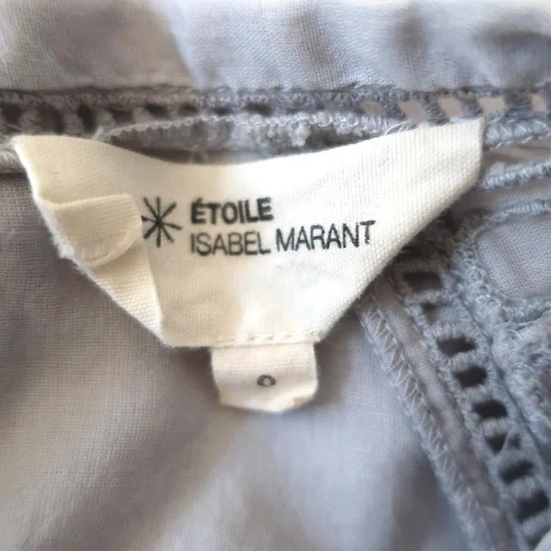 Isabel Marant Etoile Blouse Arthel Bleu Clair Broderie Anglaise Taille 0