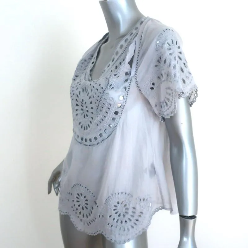 Isabel Marant Etoile Blouse Arthel Bleu Clair Broderie Anglaise Taille 0