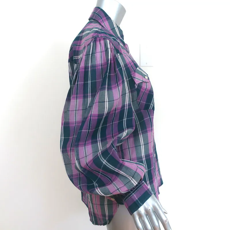 Isabel Marant Etoile Blouse Bethany - Chemise à carreaux violette taille 36 avec boutonnage devant